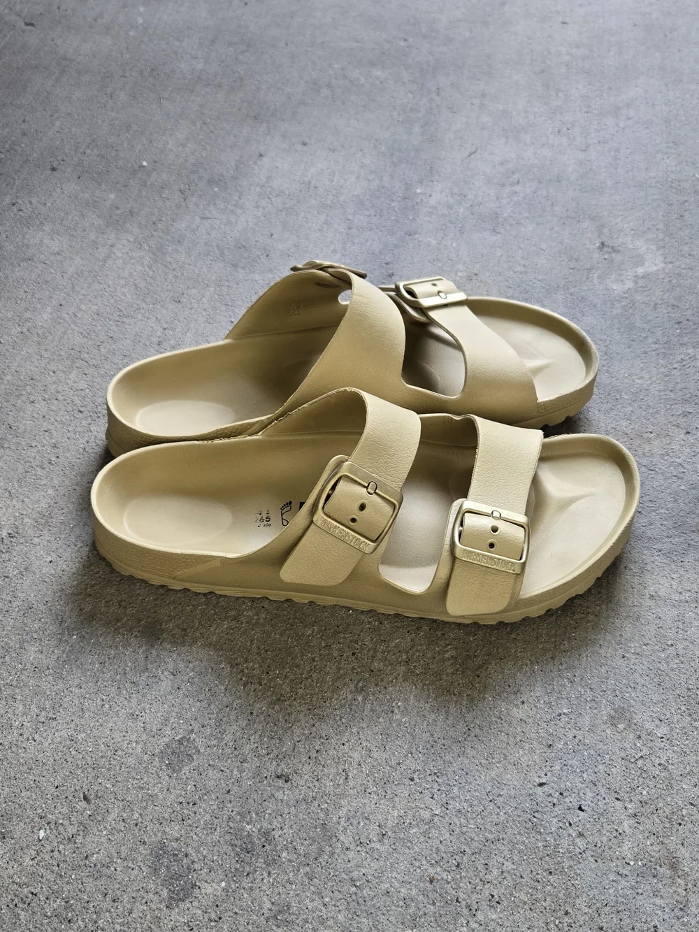 Birkenstock Men’s Two-Buckle Slide Sandals in Beige
